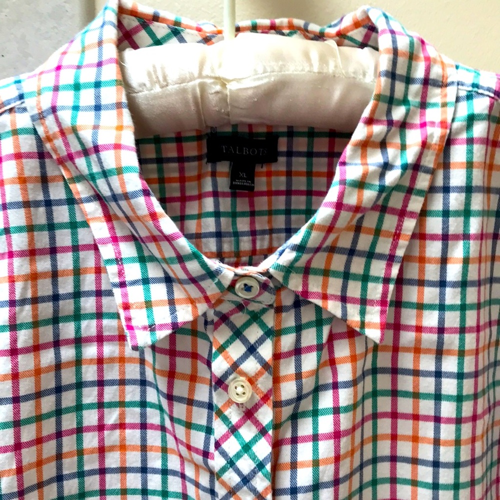 Talbots cotton window-check plaid shirt